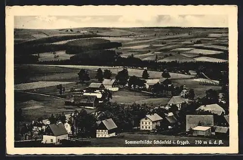 AK Schönfeld / Erzgebirge, Totale des Ortes