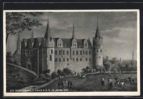 Künstler-AK Halle a. d. S., Moritzburg im Jahre 1616