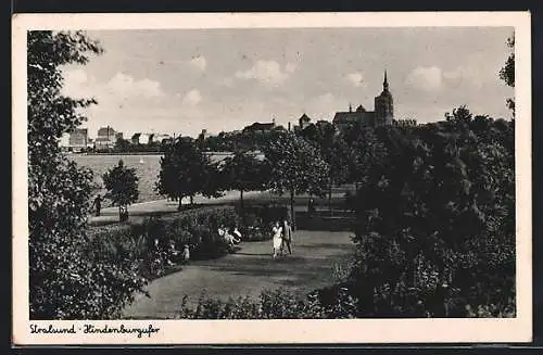 AK Stralsund, Promenade am Hindenburgufer