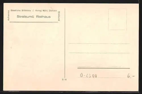 AK Stralsund, Blick auf Rathaus