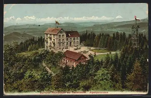 AK Badenweiler, Kurhotel Hochblauen mit Alpenpanorama