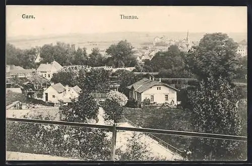 AK Gars, Ortsansicht mit Brücke und Blick nach Thunau