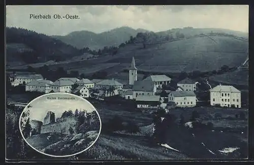 AK Pierbach /Ob.-Oe., Ruine Ruttenstein, Gesamtansicht mit Umgebung aus der Vogelschau