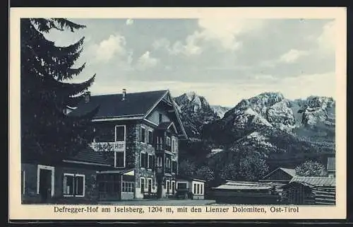 AK Iselsberg, der Defregger Hof, Blick auf die Lienzer Dolomiten