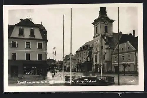 AK Zwettl am Kamp, platz mit Kriegerdenkmal