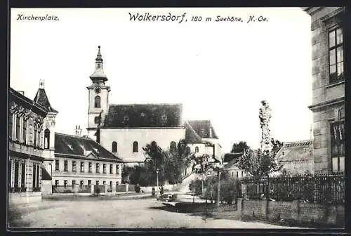 AK Wolkersdorf /N.-Oe., Partie am Kirchenplatz