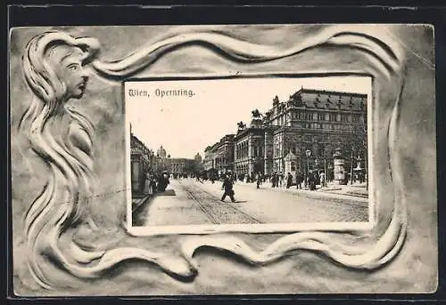 AK Wien, Sicht in den Opernring, Litfasssäule