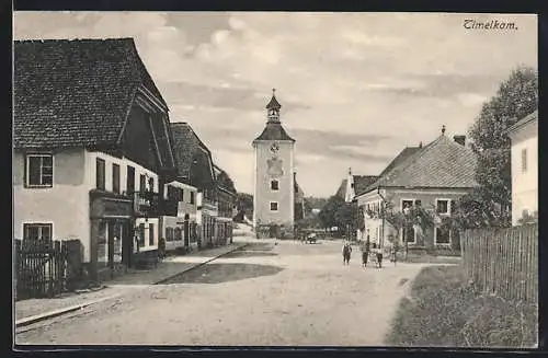 AK Timelkam, Strassenpartie mit Kirche