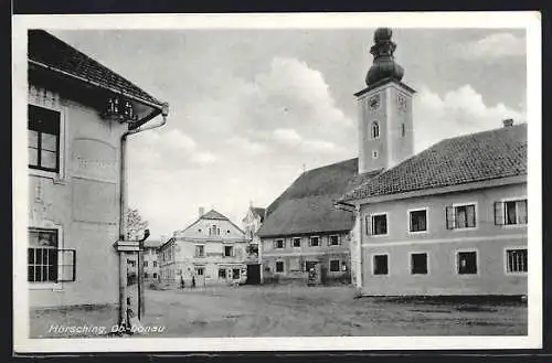 AK Hörsching, Strassenpartie an der Kirche