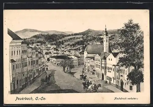 AK Peuerbach /O.-Oe., Ortsansicht mit Kirche