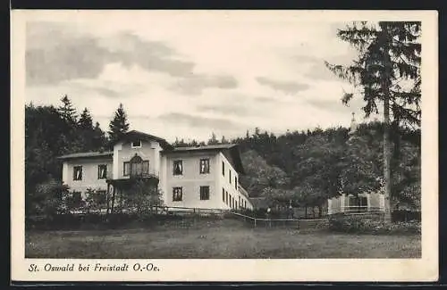 AK St. Oswald b. Freistadt, Villa und Kapelle