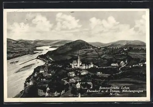 AK Leiben, Ebersdorf an der Donau, Sommerfrische Lehen mit Kirche