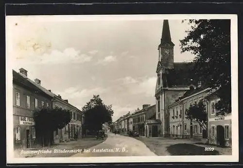 AK Blindenmarkt b. Amstetten, Fleischhauer Karl Frisch, Wagnerei