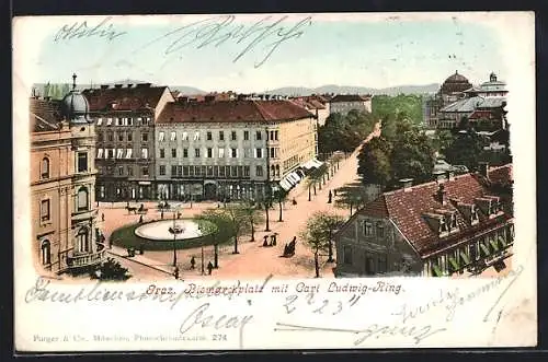 AK Graz, Der Bismarckplatz mit dem Carl Ludwig-Ring