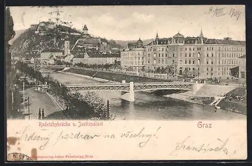 AK Graz, Radetzkybrücke und Justizpalast