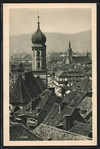 AK Graz, Ortsansicht mit Kirchen