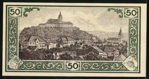 Notgeld Siegburg 1921, 50 Pfennig, Ortsansicht