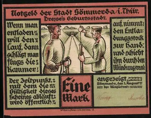 Notgeld Sömmerda i. Thür. 1921, 1 Mark, Rheinmetall, Martiniwerke