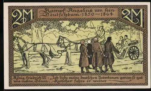 Notgeld Sörup i. Angeln, 2 Mark, Vertreibung der Schweden 1850