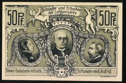 Notgeld Sondershausen 1921, 50 Pfennig, Konzerthalle im Loh, Max Bruch