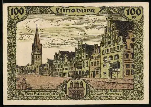 Notgeld Lüneburg 1921, 100 Pfennig, Ortsansicht