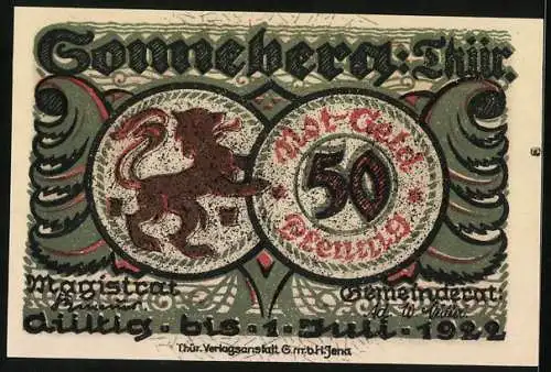 Notgeld Sonneberg /Thür. 1922, 50 Pfennig, Musterzimmer