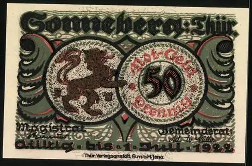 Notgeld Sonneberg /Thür. 1922, 50 Pfennig, Musterzimmer