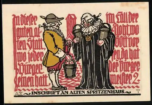 Notgeld Schöppenstedt 1921, 50 Pfennig, Inschrift am alten Spritzenhaus