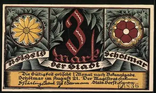 Notgeld Schötmar 1921, 3 Mark, Mittelalt. Ratssitzung