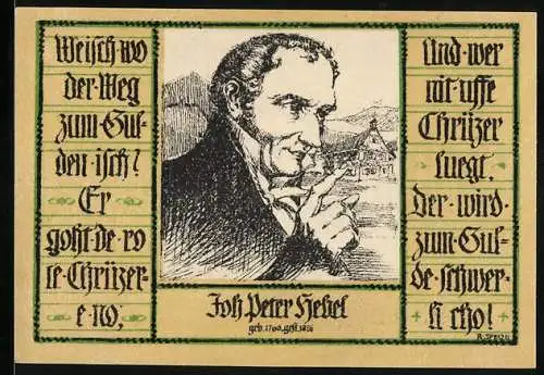 Notgeld Schopfheim 1921, 50 Pfennig, Joh. Peter Hebel