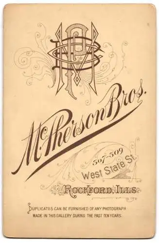 Fotografie M. Pherson Bros., Rockford, 309 West State St., Bürgerlicher Herr mit Kinnbart