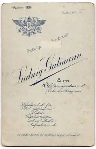 Fotografie L. Gutmann, Wien, Portrait Johanna Kattner, Theater Schauspielerin im Kostüm, mit Autograph