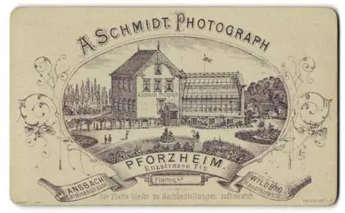 Fotografie A. Schmidt, Pforzheim, Enzstr. 7 1 /2, Ansicht Pforzheim, Blick auf das Haus des Fotografen mit Glasatelier