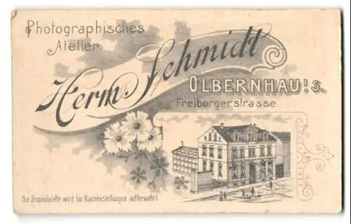 Fotografie Herm. Schmidt, Olbernhau i. Sa., Freibergerstr., Ansicht Olbernhau i. Sa., Blick auf das Ateliershaus