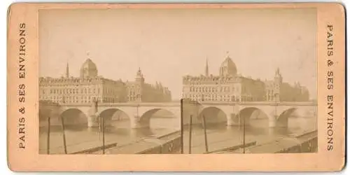 Stereo-Fotografie unbekannter Fotograf, Ansicht Paris, Blick auf die Brücke vor dem Parlament