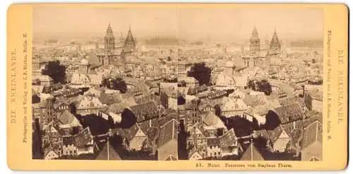 Stereo-Fotografie J. F. Stiehm, Berlin, Ansicht Mainz, Blick auf die verwinkelte Stadt vom Stephans Turm