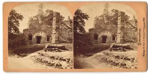 Stereo-Fotografie R. Halm, Hermsdorf, Ansicht Kynast, Schatten in der Burgruine, 1831