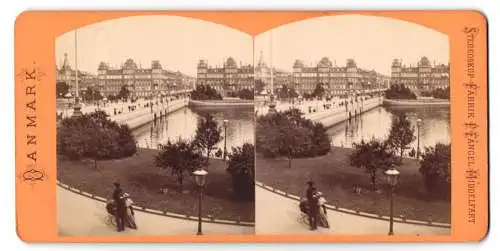 Stereo-Fotografie P. Fangel, Middelfart, Ansicht Kopenhagen, Spaziergang über die Königin-Luise-Brücke