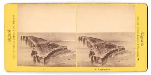 Stereo-Fotografie Gustav Liersch, Berlin, Ansicht Helgoland, Illustrierte Vogelschau mit Booten