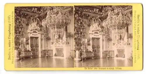 Stereo-Fotografie Artist.-phot. Gesellschaft, Berlin, Ansicht Berlin, Prunk u. Pracht des Tronsaals im Königl. Schloss