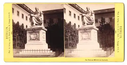 Stereo-Fotografie E. Oertel, Berlin, Ansicht Berlin, Schattenspiel am Denkmal Wilhelm von Humboldt, Humbolduni