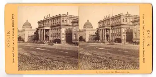 Stereo-Fotografie J. F. Stiehm, Berlin, Ansicht Berlin, Menschenleerer Platz vor dem Palais des Kronprinzen, 1883