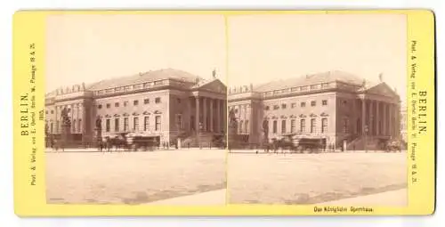 Stereo-Fotografie E. Oertel, Berlin, Ansicht Berlin, Kutschenverkehr vor dem Königlichen Opernhaus, 1885
