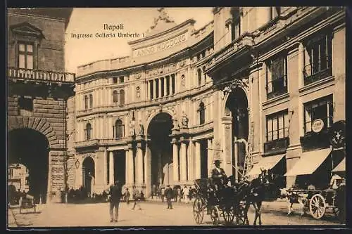 AK Napoli, Ingresso Galleria Umberto 1., Pferdekutsche