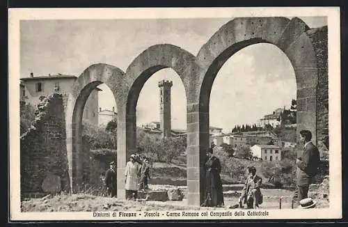 AK Fiesole, Terme Romane col Campanile della Cattedrale