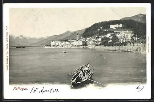 AK Bellagio, Panorama mit Boot