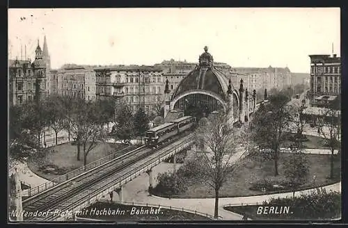 AK Berlin-Schöneberg, Nollendorfplatz mit Hochbahn-Bahnhof