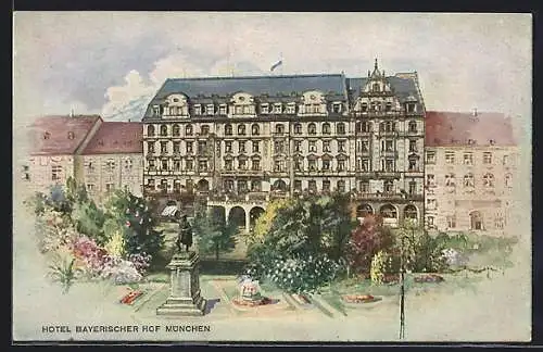 AK München, Hotel Bayerischer Hof, Denkmal