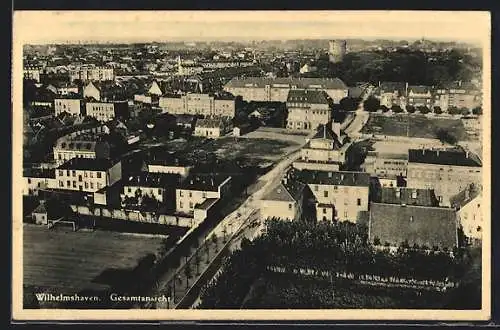 AK Wilhelmshaven, Gesamtansicht des Ortes mit Wasserturm