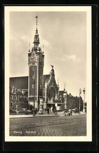 AK Danzig, Blick auf den Bahnhof